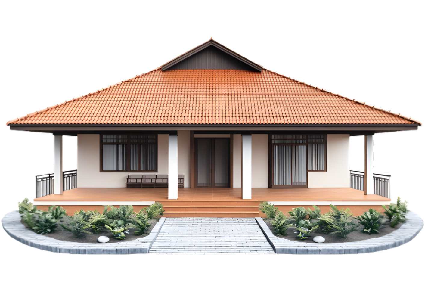 Minimalist modern house isolated on transparent background png