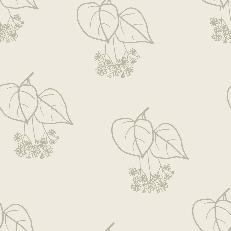 Hand drawn linden flowers seamless pattern. Simple plant design for fabric, textile, wrapping paper, gift paper vector