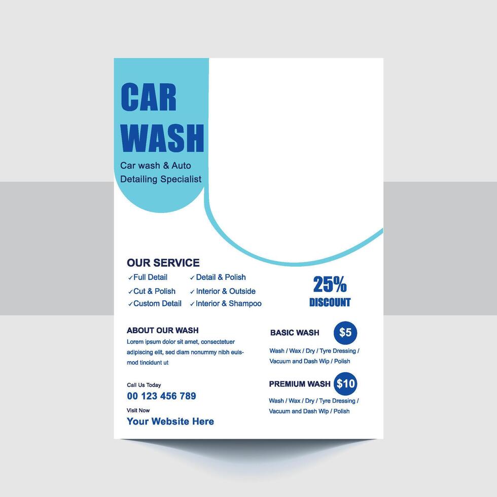 Customizable Car Wash Flyer and A4 Service Poster Design vector