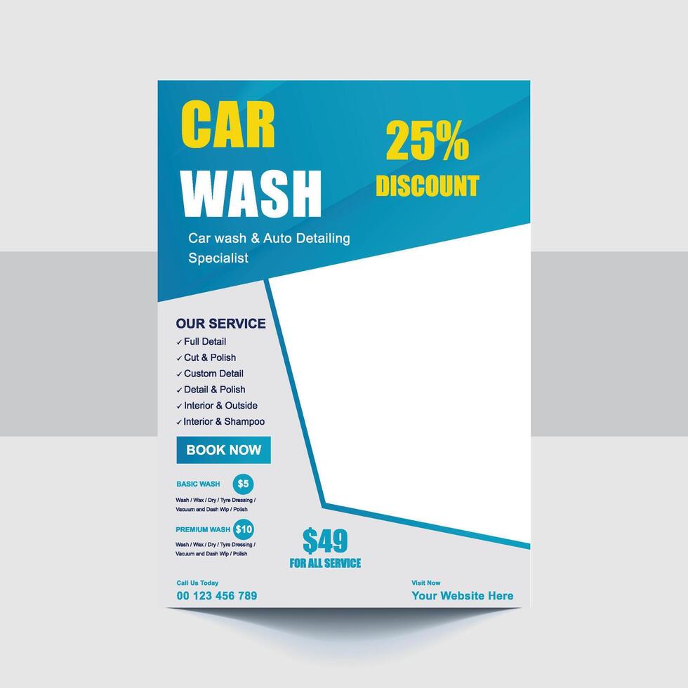 Automobile Wash Service Flyer Creative and Editable Poster Layout vector