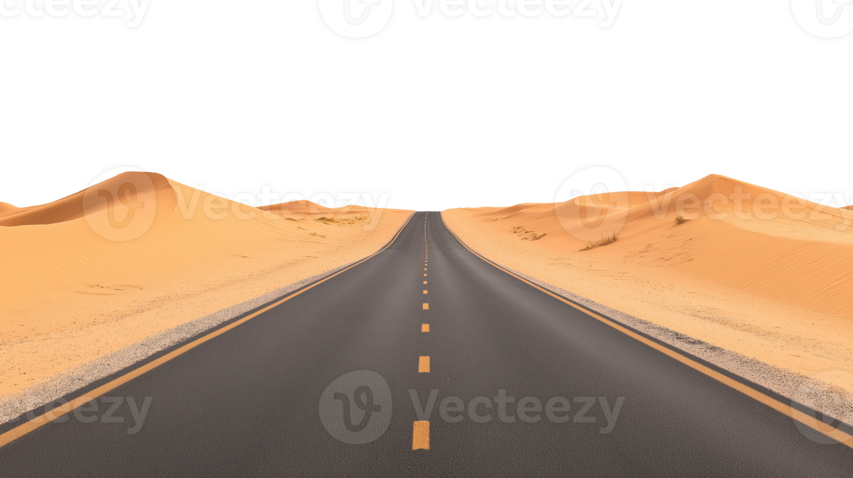 Desert Highway with Sand Dunes Isolated on Transparent Background png