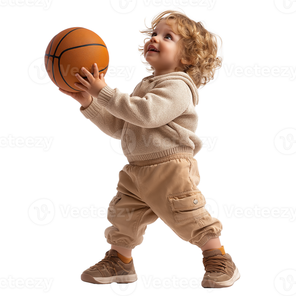 Child Playing Basketball isolated on Transparency Background png