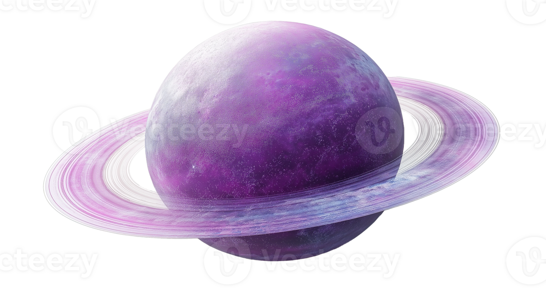 Purple Planet with Rings Isolated on Transparent Background png