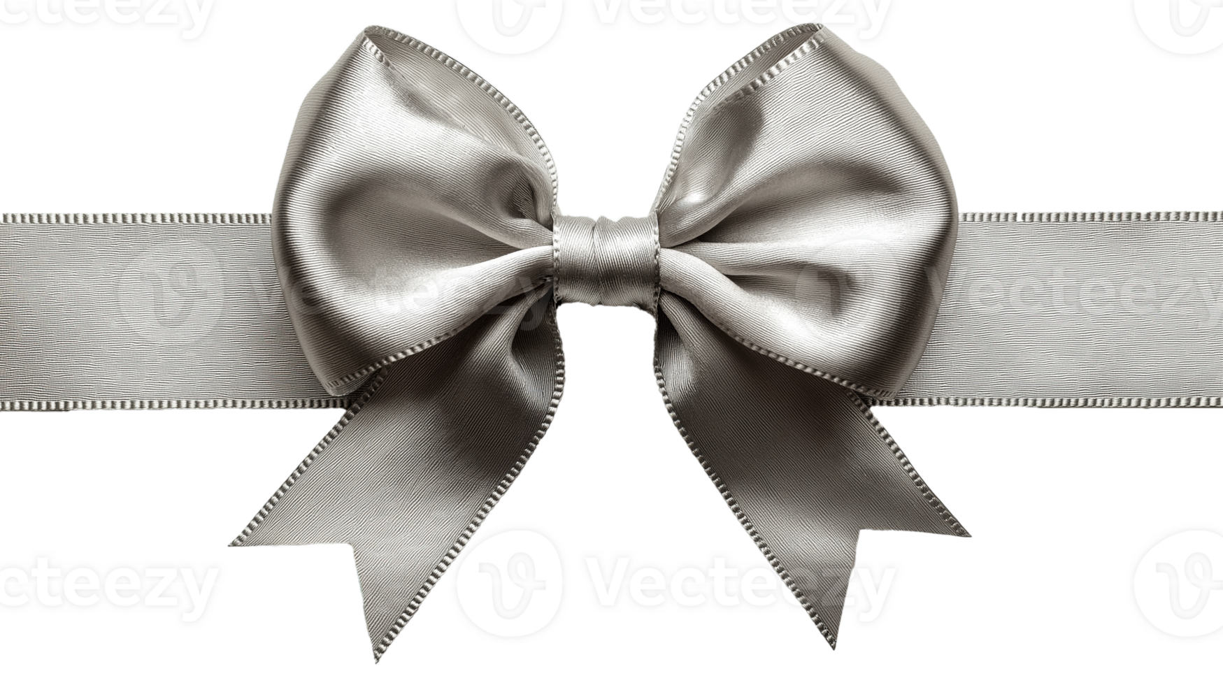 Silver Ribbon Bow Shape Isolated on Transparent Background png