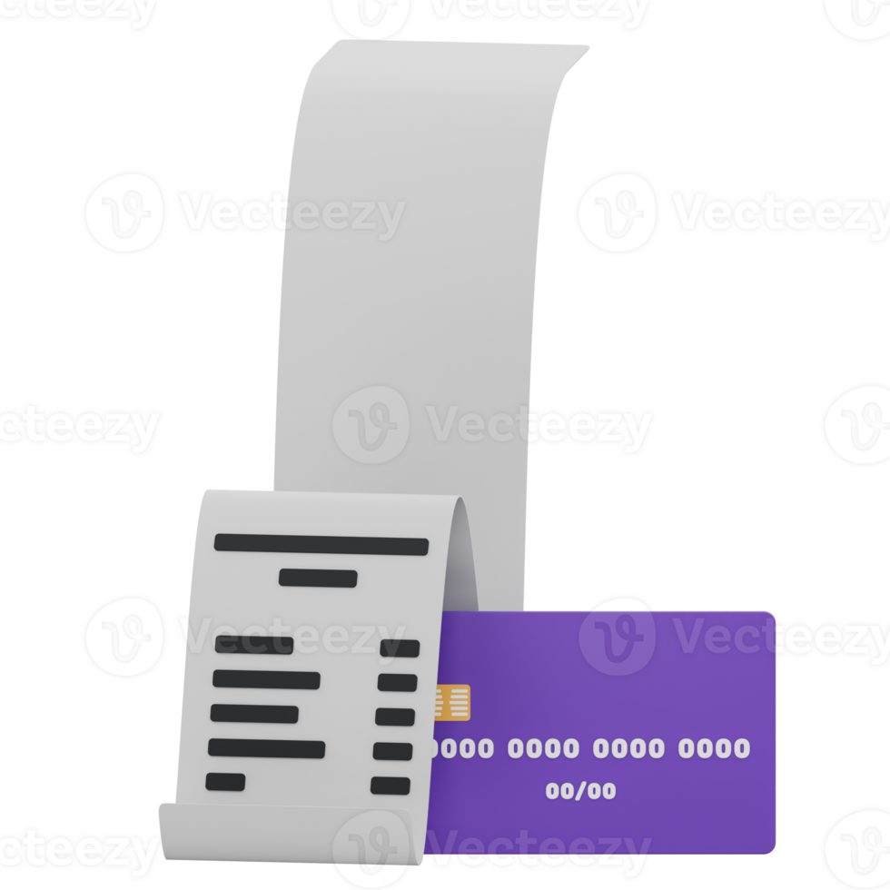 3D Illustration of Digital Receipt and Payment Card png
