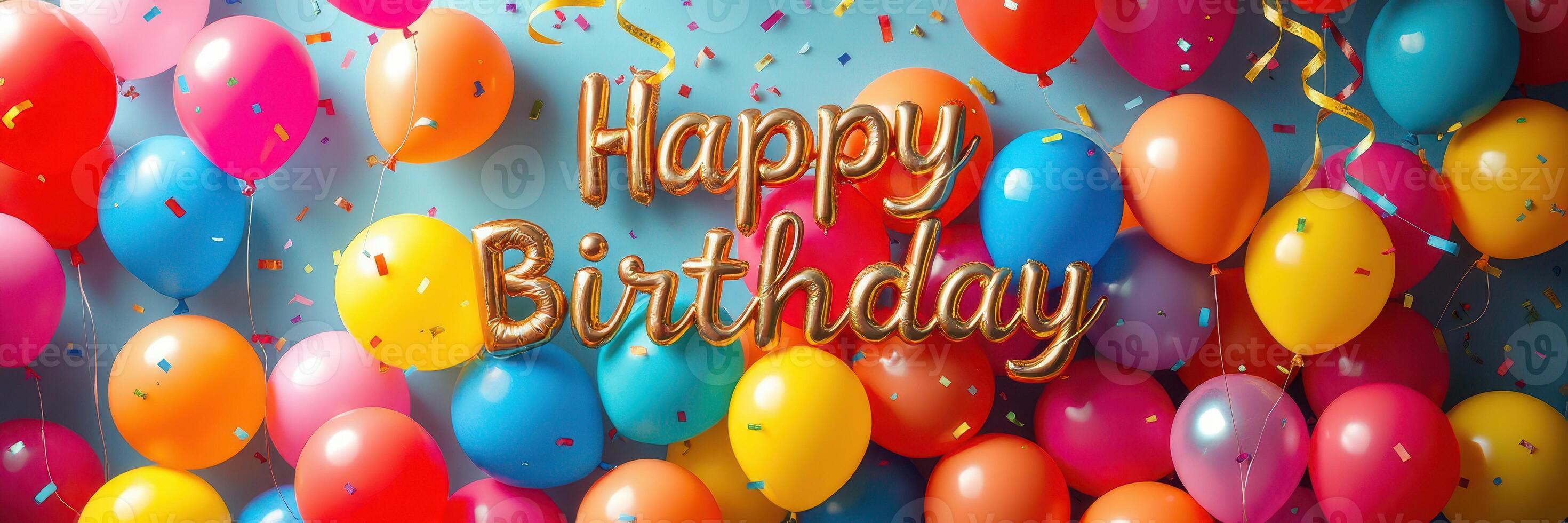 Colorful balloons and festive decorations create a joyful atmosphere for a birthday celebration photo