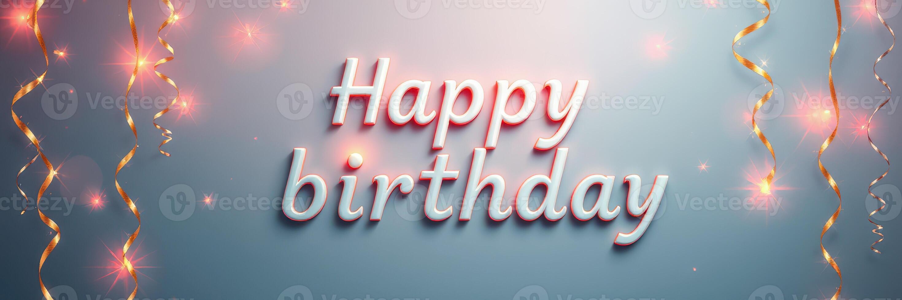 Birthday celebration with joyful decorations and sparkling lights in a festive atmosphere photo
