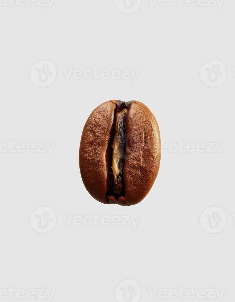Close-up view of a single coffee bean, highlighting its unique texture and color for brewing enthusiasts and coffee lovers photo