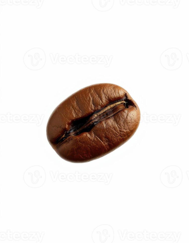 Coffee bean rests on a light background, showcasing its texture and natural shine for coffee enthusiasts and roasters photo