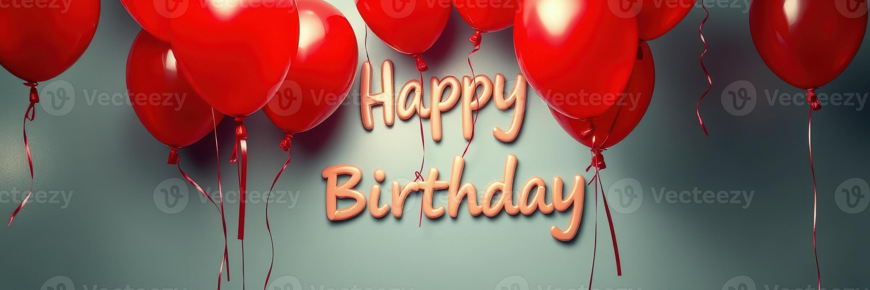 Happy birthday celebration with red balloons and cheerful decorations indoors photo