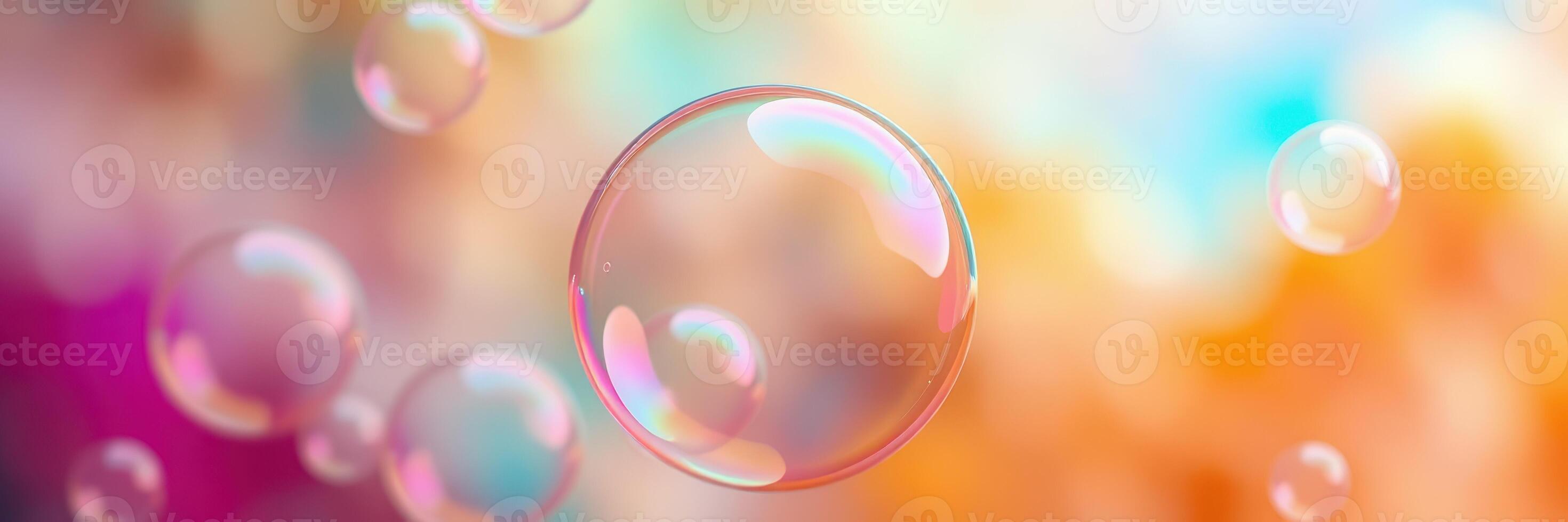 Colorful soap bubbles floating against a vibrant background during a sunny day photo