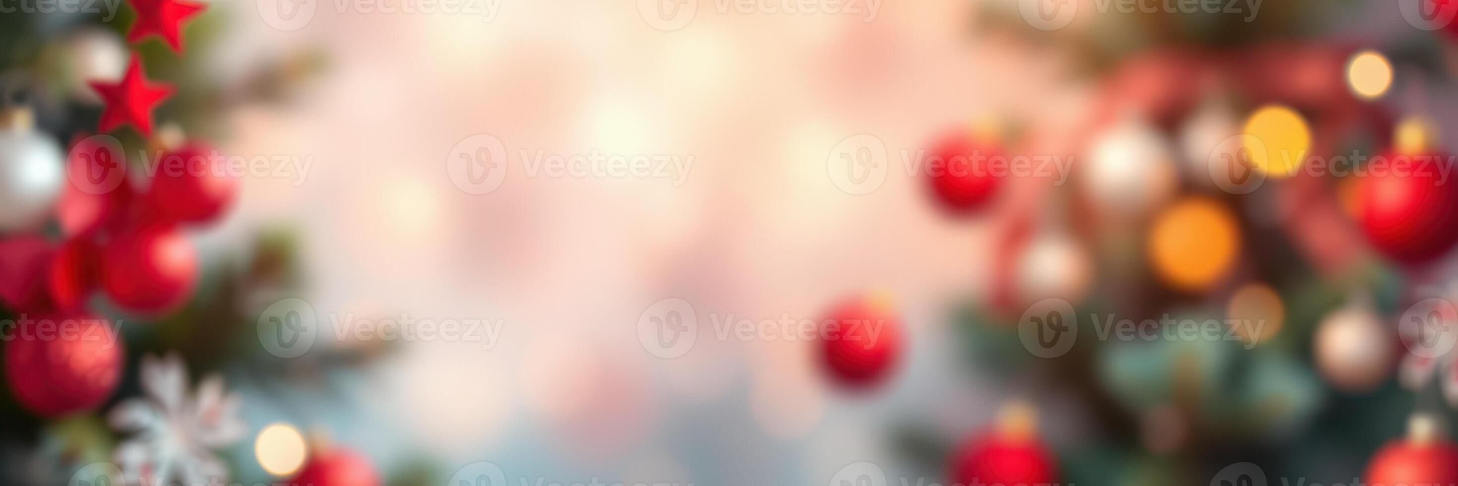 Festive decorations with red ornaments and stars creating a cheerful holiday atmosphere during Christmas celebrations photo