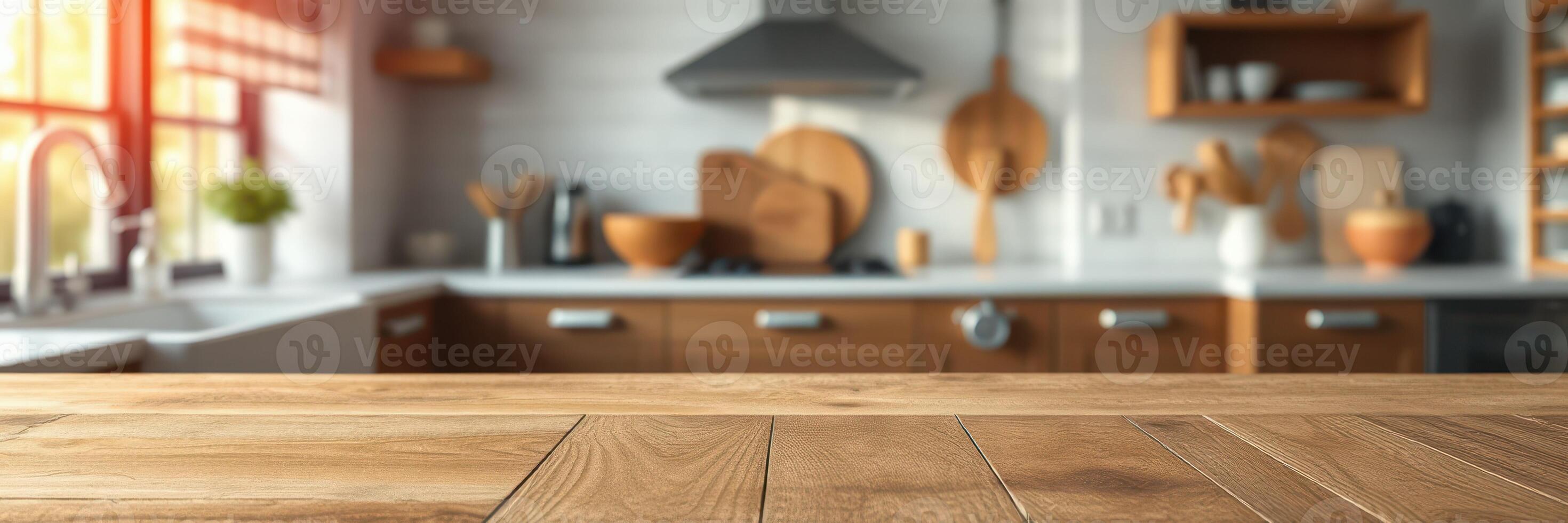 Modern kitchen with wooden countertop and cozy decor showcasing a warm atmosphere and inviting space for cooking and gathering photo