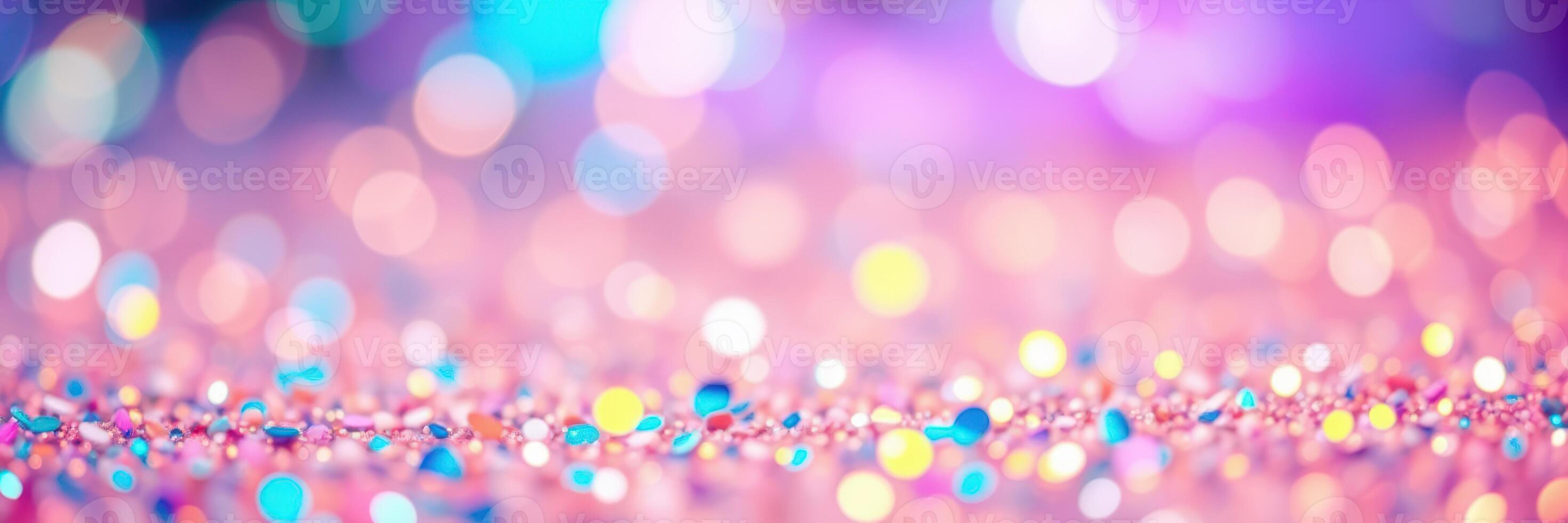 Colorful bokeh with sparkling glitter creates a dreamy atmosphere for celebrations or decorations photo