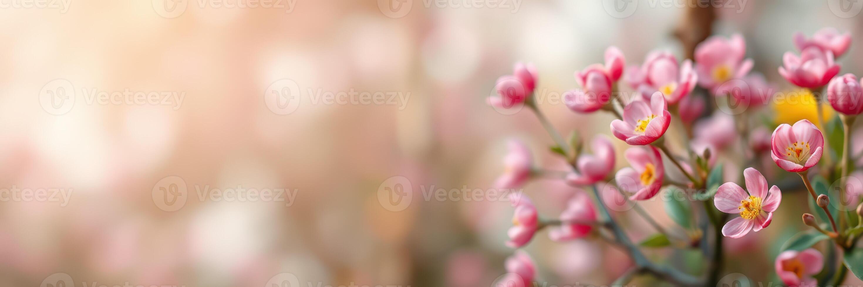 Pink blossoms bloom in a garden during springtime, showcasing delicate petals and vibrant colors photo