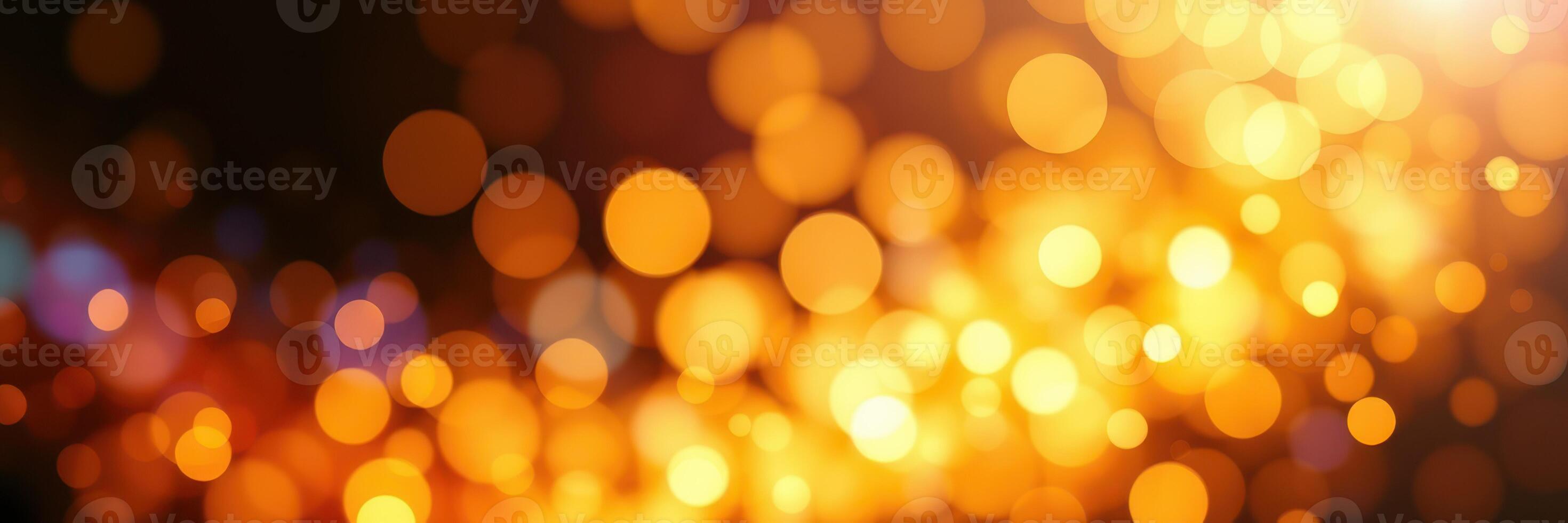 Warm golden bokeh lights create a festive atmosphere in an abstract background during evening celebrations photo