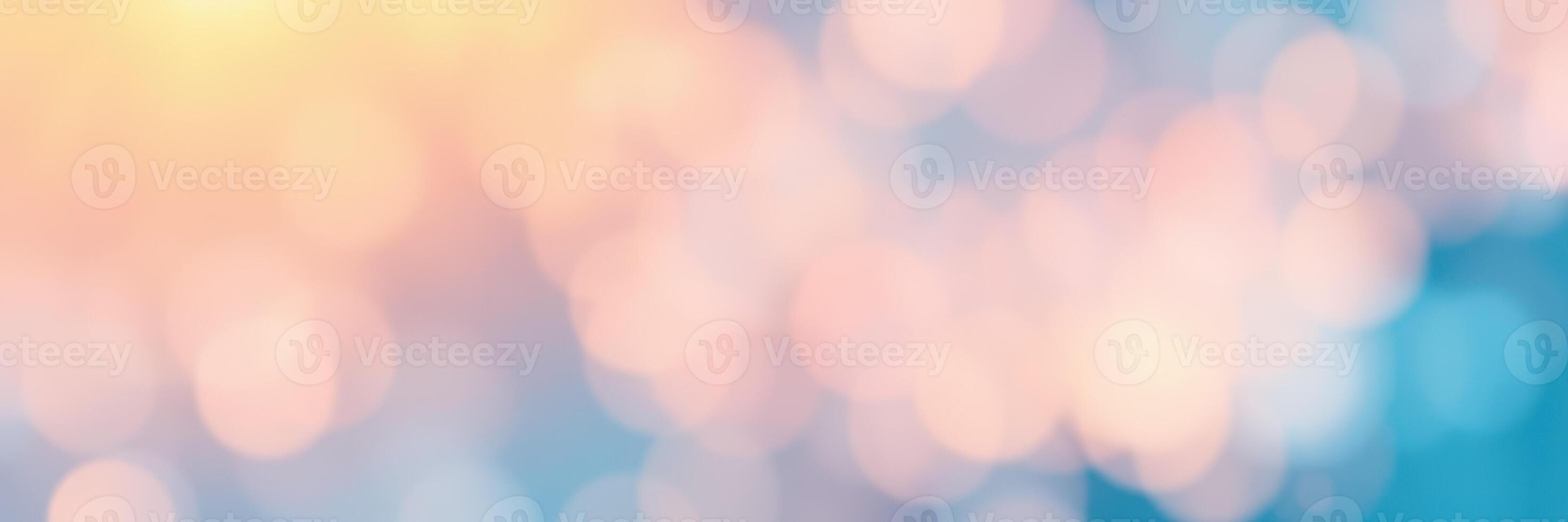 Soft bokeh lights create a dreamy background with warm and cool tones during a sunset or sunrise photo