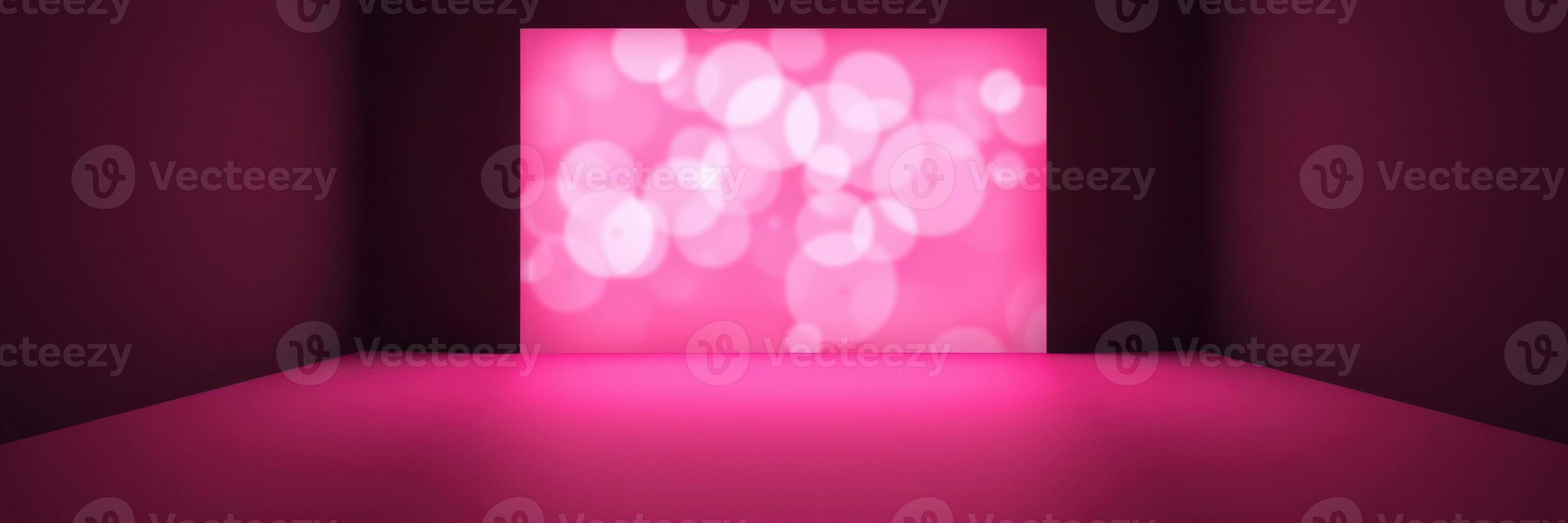 Colorful pink backdrop with soft bokeh lights creates an inviting atmosphere for artistic events photo