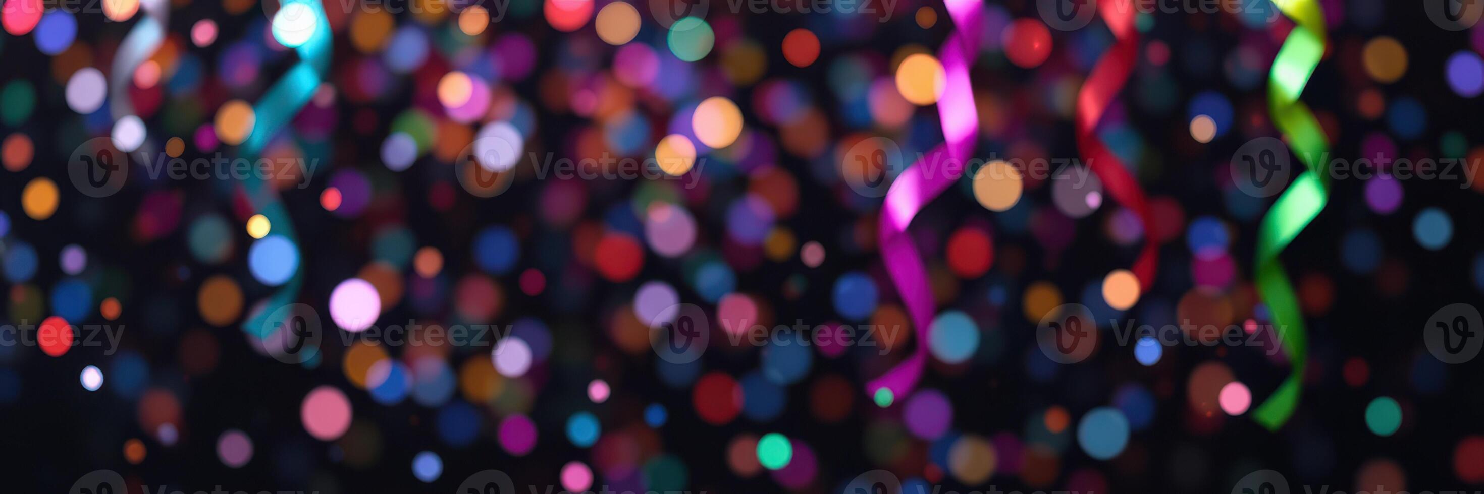 Colorful bokeh lights create a festive atmosphere for celebrations and events in the evening photo