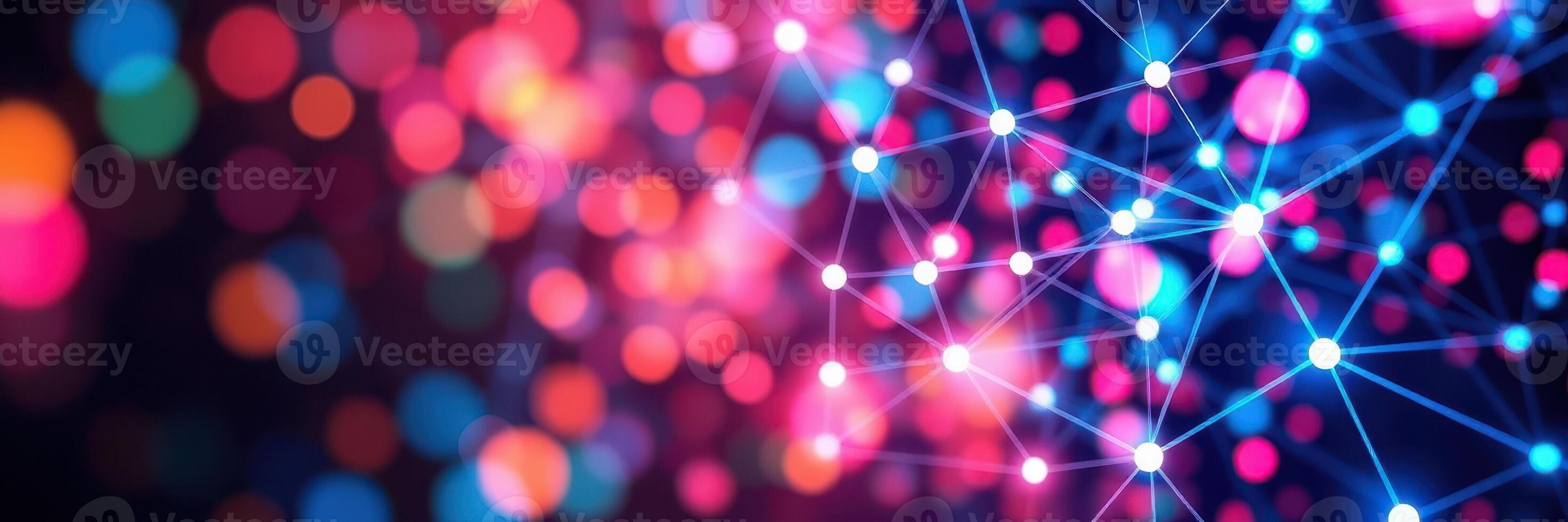 Vibrant light patterns and abstract connections create a mesmerizing digital landscape at night photo