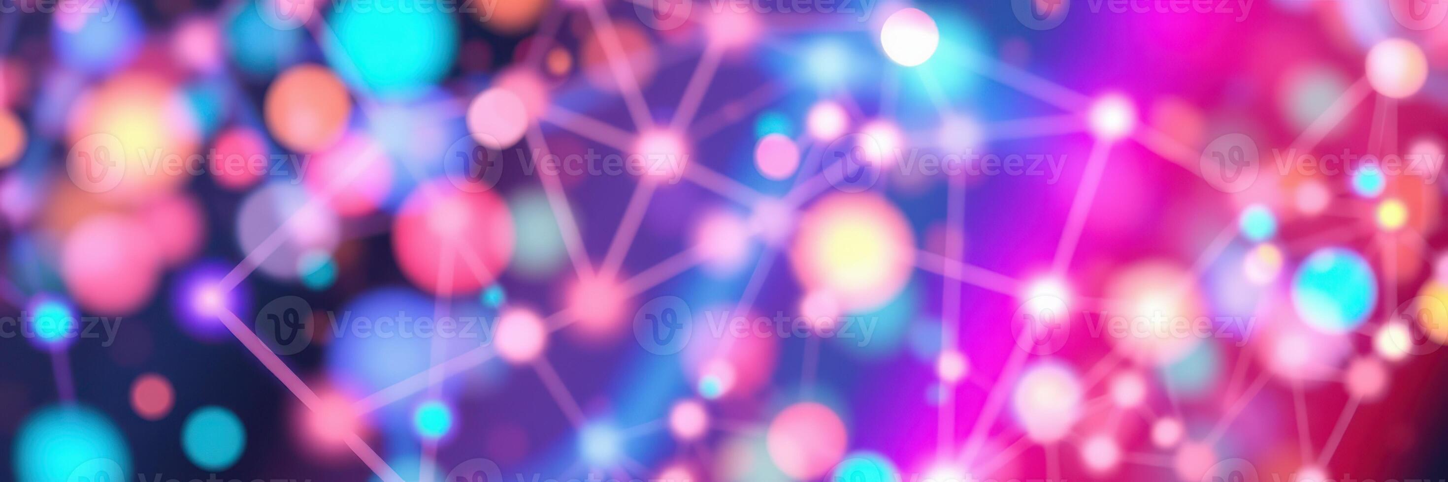Colorful bokeh lights create an abstract background with vibrant hues and geometric patterns in a digital artwork photo