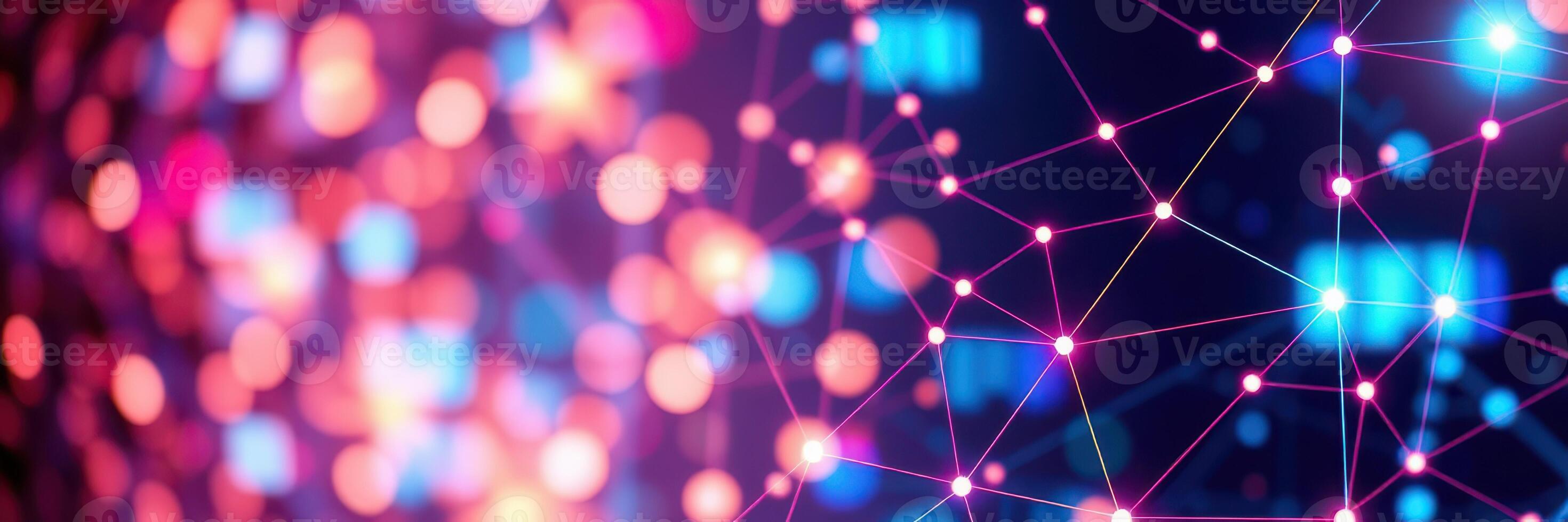 Colorful abstract connections illuminated by bright lights in a futuristic digital landscape photo