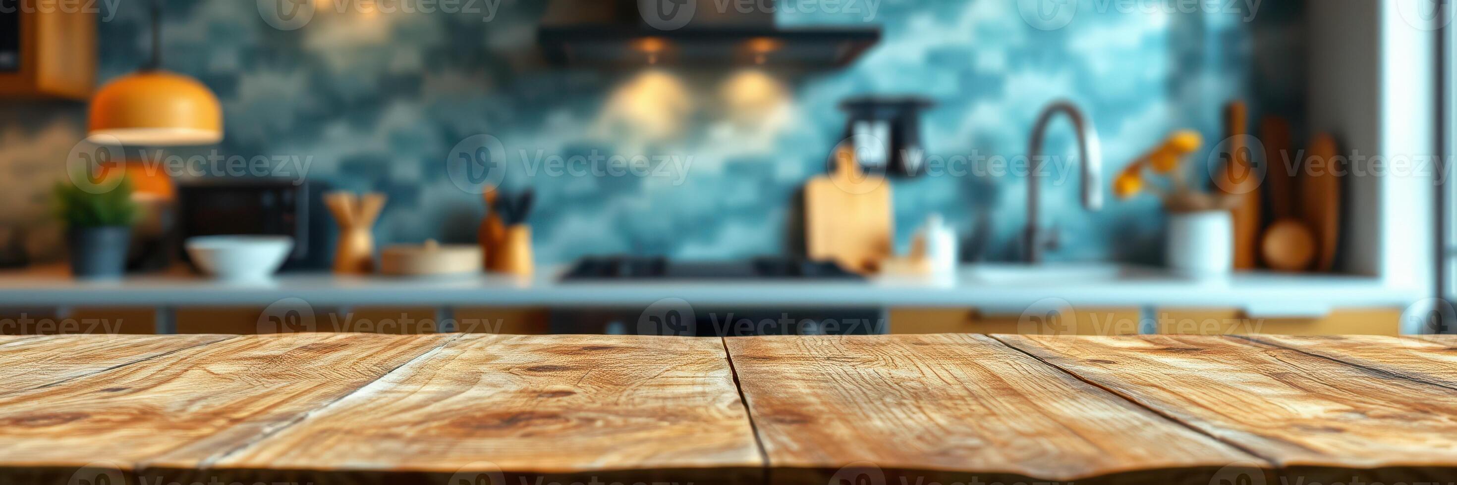 Bright and spacious kitchen with elegant wooden countertop and modern design elements photo