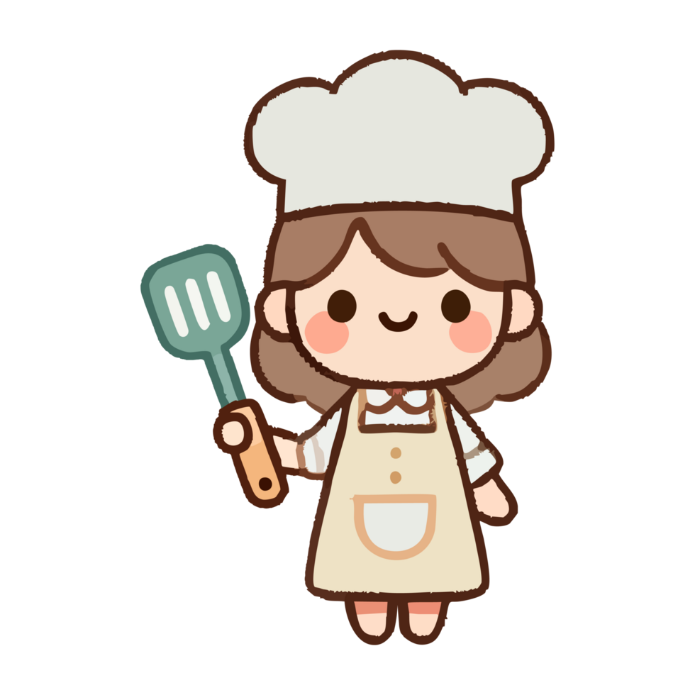 cartoon girl chef is cooking png