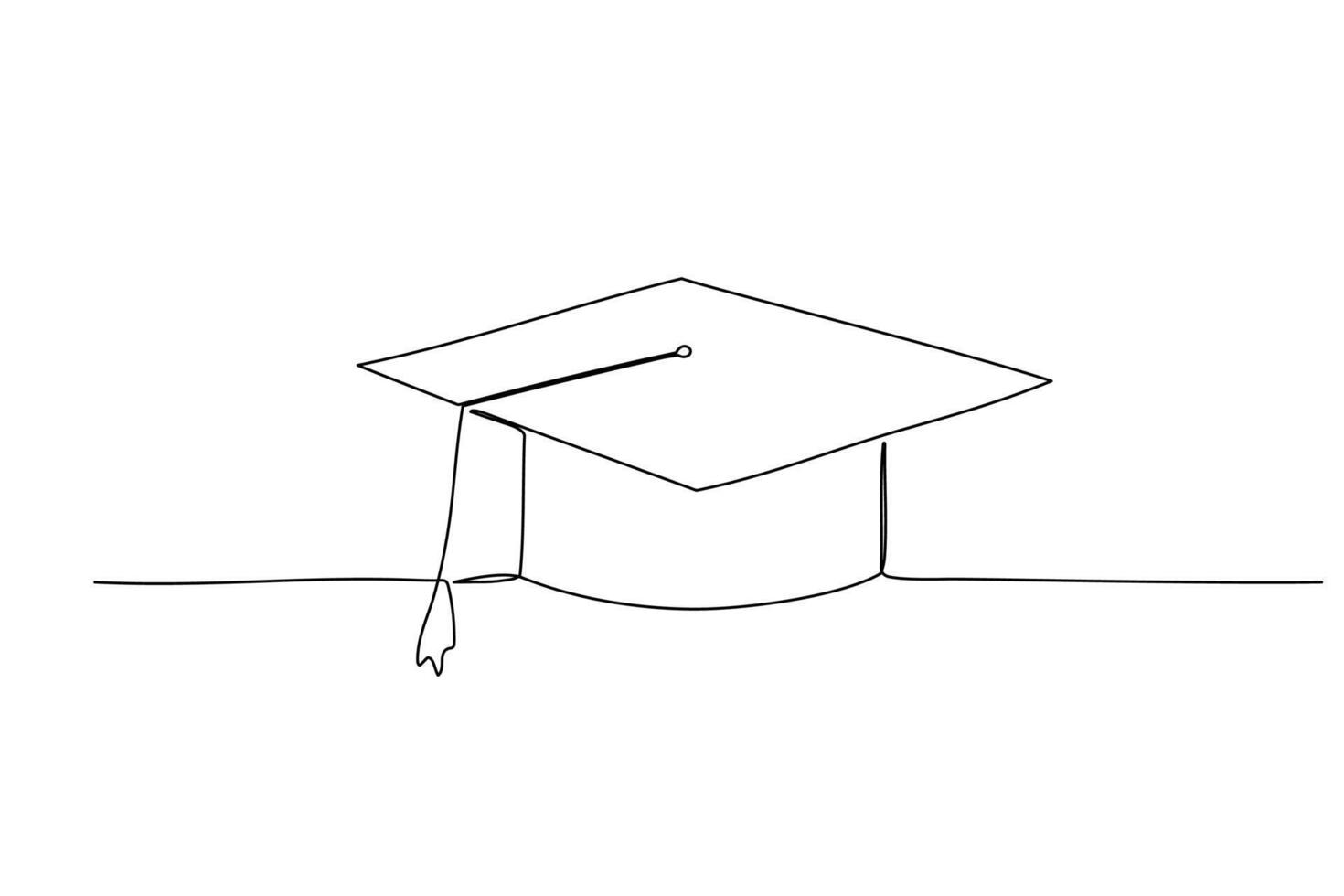 Graduation hat one line illustration. Hand drawn sketch of student cap vector