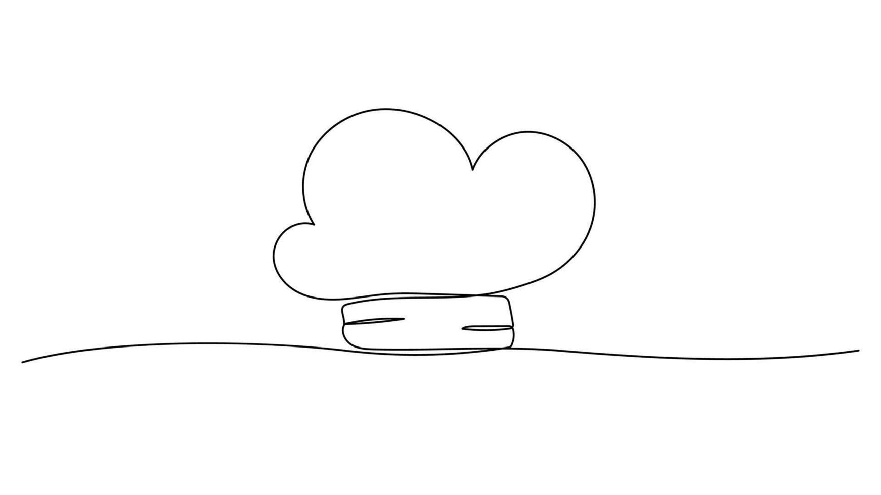 Chef hat one continuous line illustration. Hand drawn doodle sketch isolated on white background vector