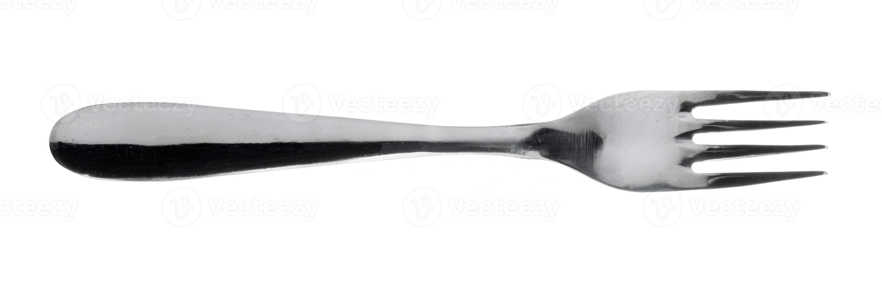Silver fork silverware isolated on white background photo