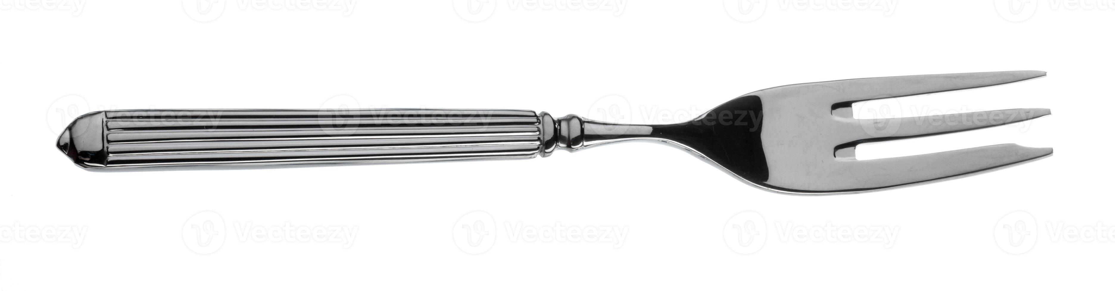 Silver fork cutlery isolated on white background photo