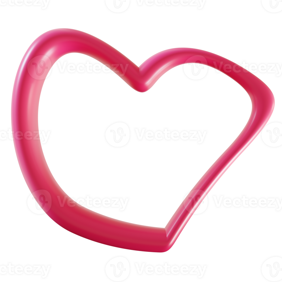 Vibrant pink 3D heart on transparent background. Perfect for Valentines Day, romantic designs, social media graphics, love-themed projects. png