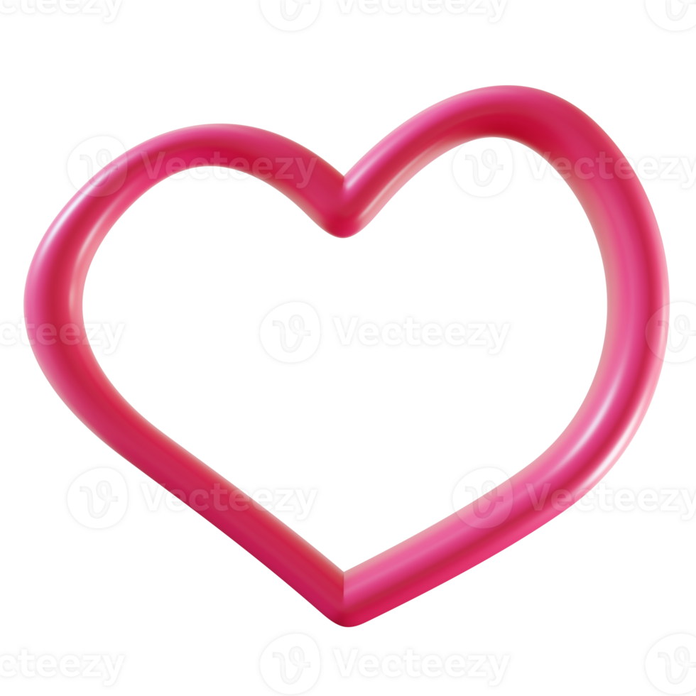 Vibrant pink 3D heart on transparent background. Perfect for Valentines Day png