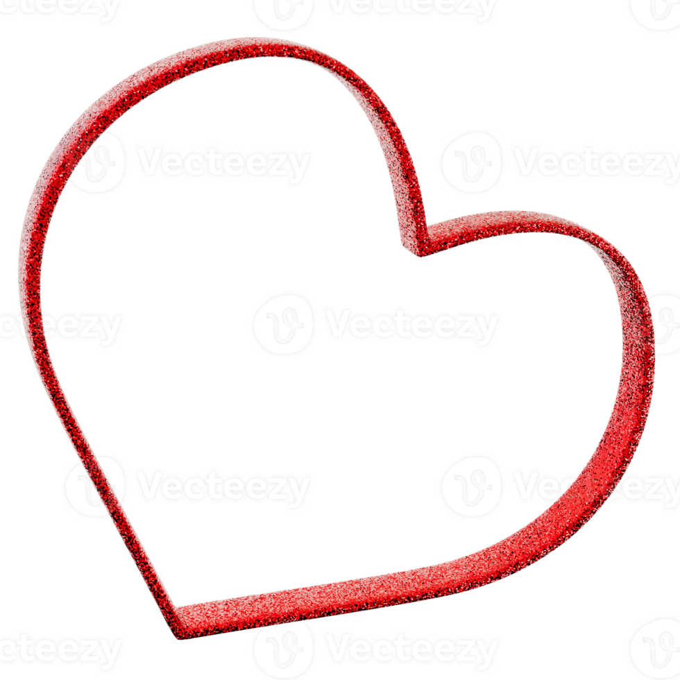 Red 3D heart, on transparent background. png