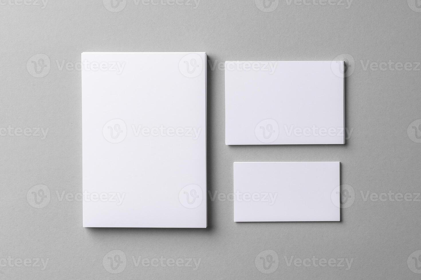 Business mock up cards with copy space on grey photo