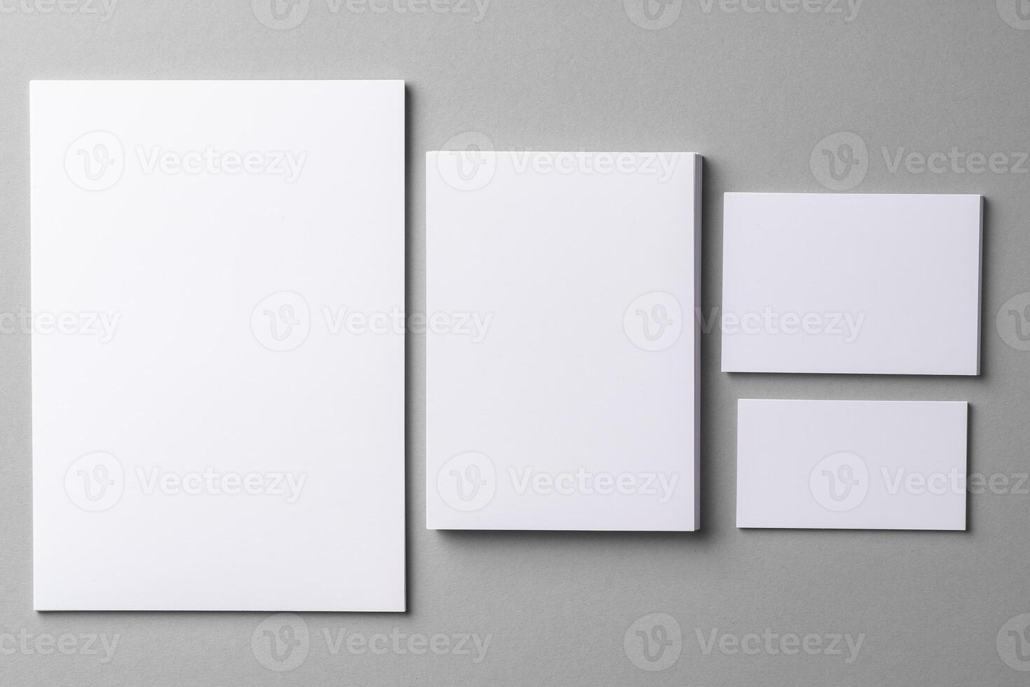 Business mock up cards with copy space on grey photo