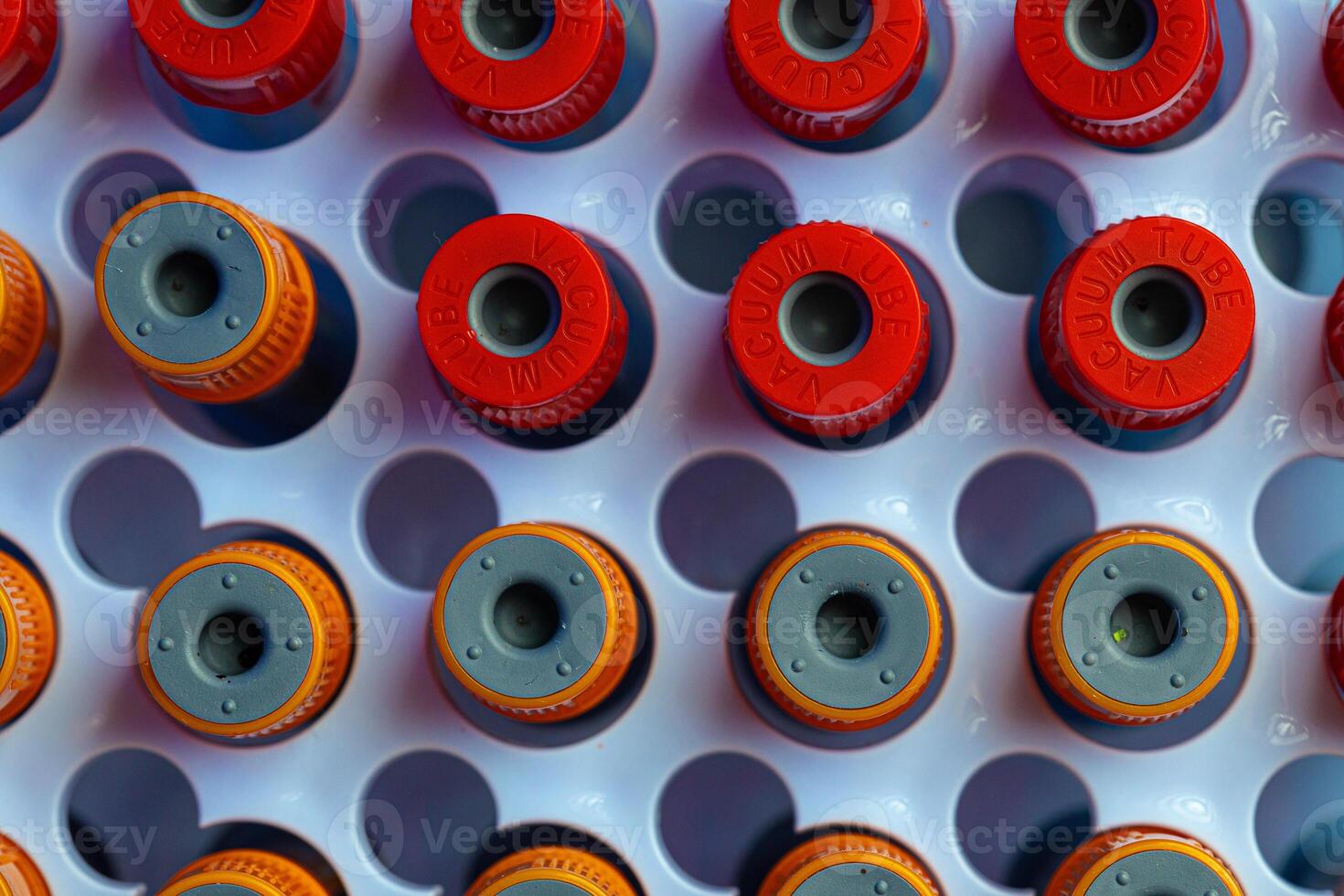 Blood test tubes in lab close up photo