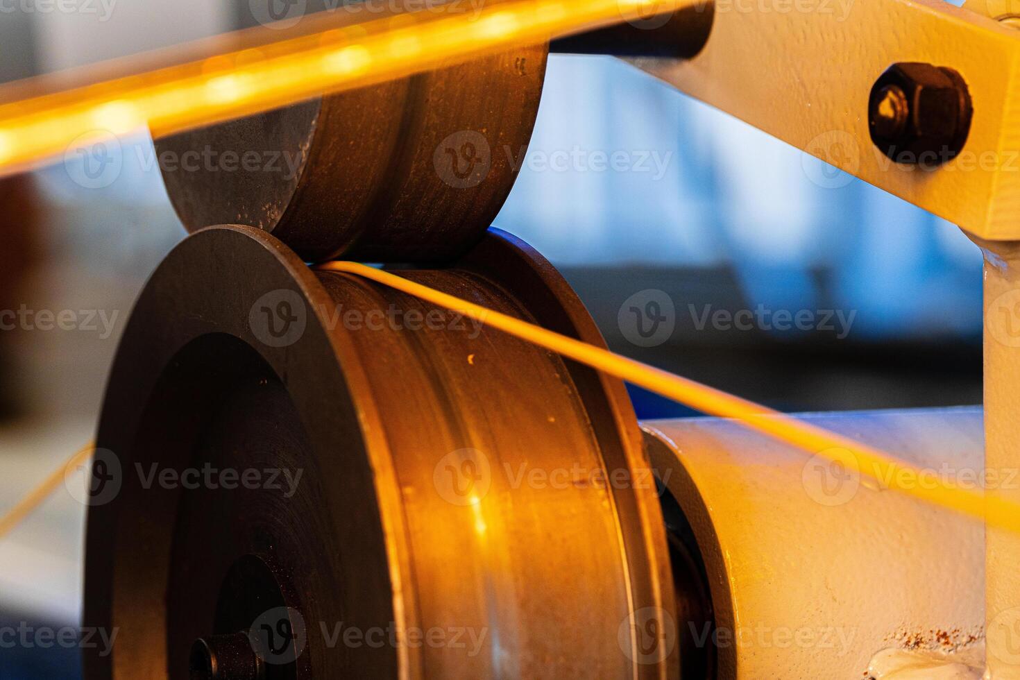Close up of cable wire production in cable factory photo