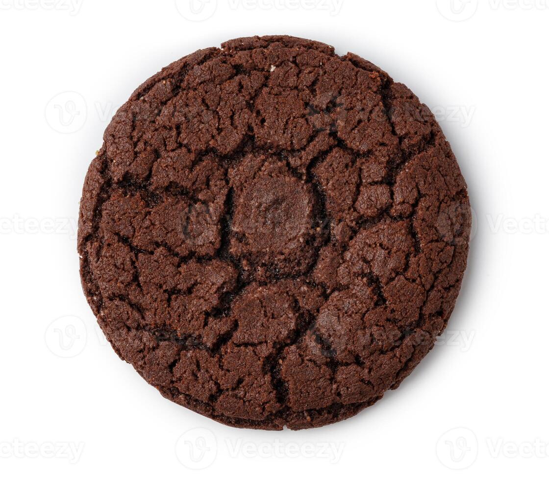 Delicious chocolate cookie with a rich, crinkled texture on a plain background perfect for dessert lovers and baking enthusiasts photo