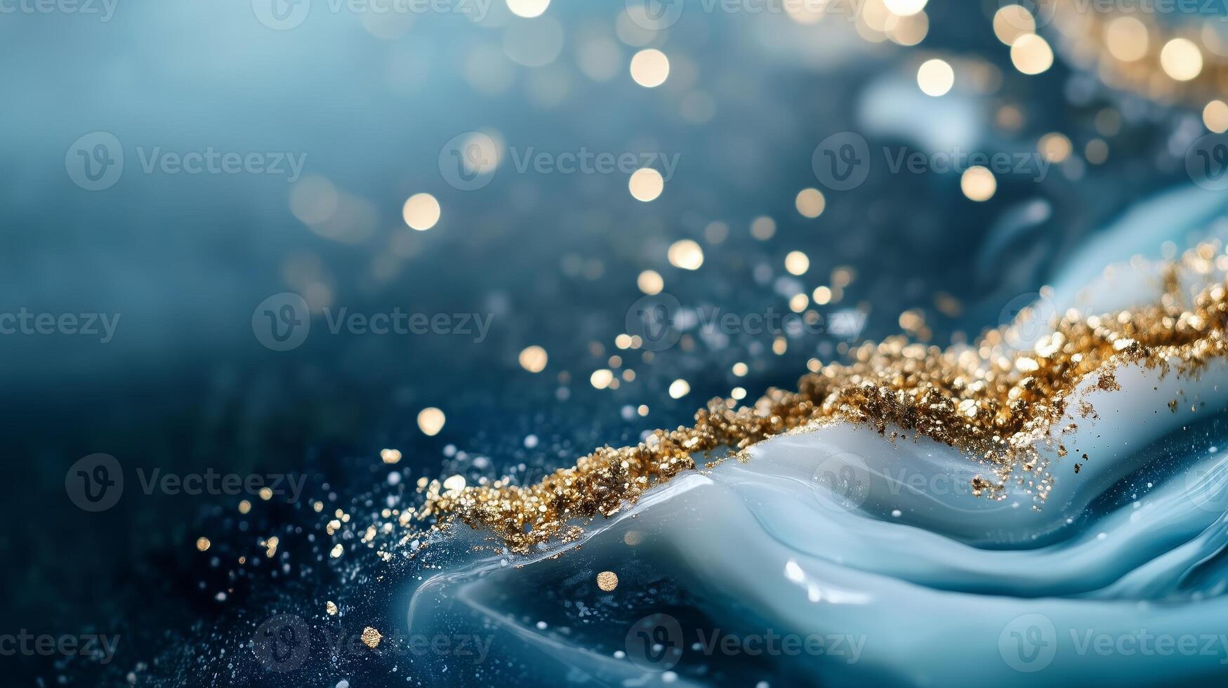 Elegant abstract texture with shimmering gold and blue colors creating a luxurious visual effect in a serene composition photo