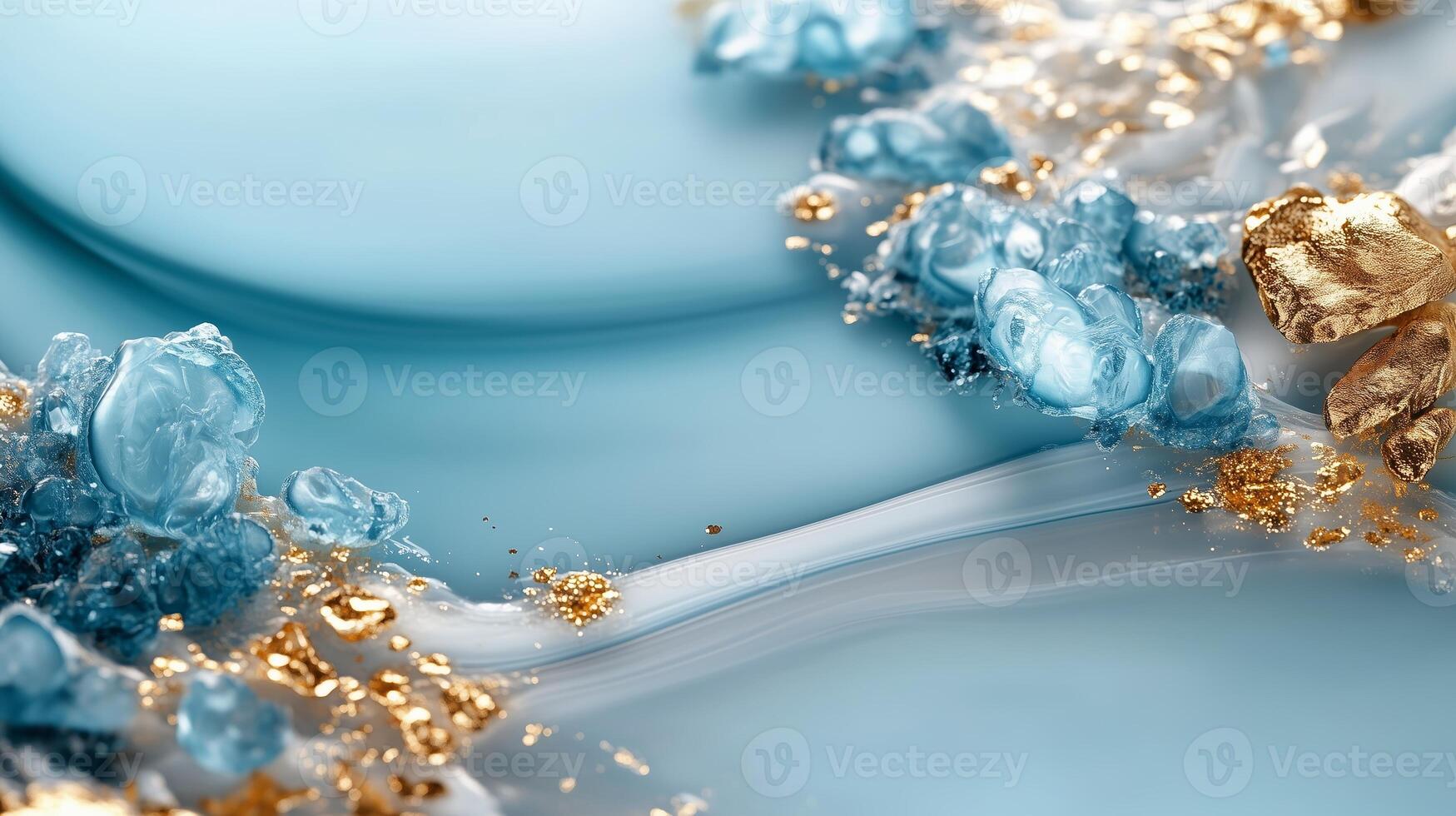 Beautiful abstract design featuring blue and gold elements flowing together in a serene manner photo