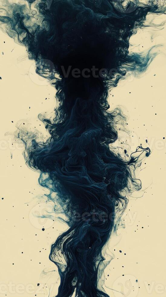 Dark swirling smoke forms an intriguing pattern, blending with a light backdrop for visual contrast and depth photo