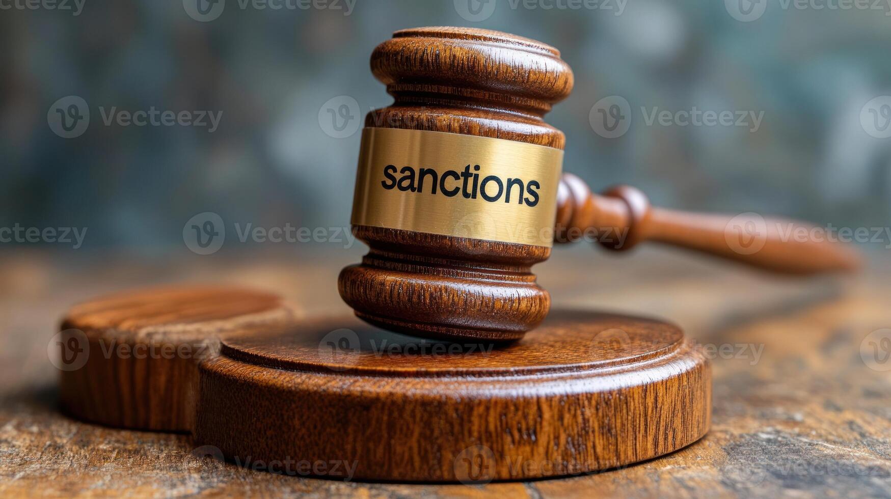 A judicial gavel rests on a wooden block, highlighting the theme of sanctions and legal authority in action photo