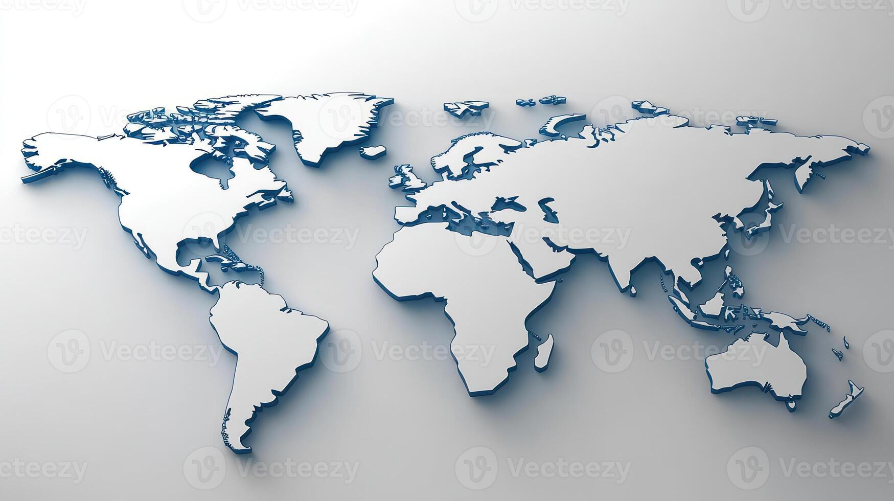 3D view of the world showing continents, oceans, and borders on a smooth surface photo