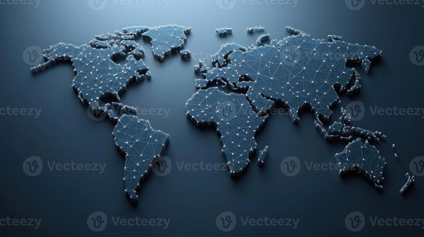 Visualization of a world map showcasing interconnected nodes, symbolizing global communication photo