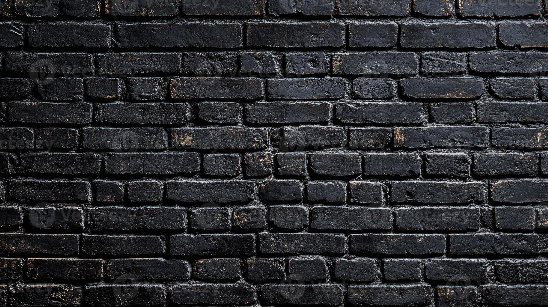 Textured black bricks create a rustic appearance in low light, showcasing the walls unique characteristics photo