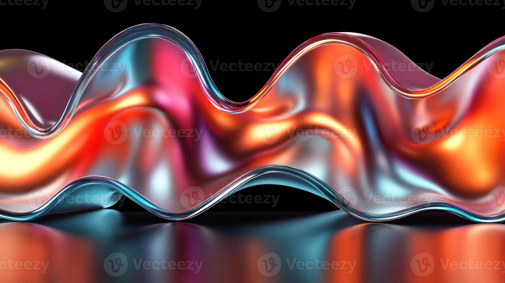 A striking display of colorful waves demonstrating smooth curves and dynamic light reflection photo