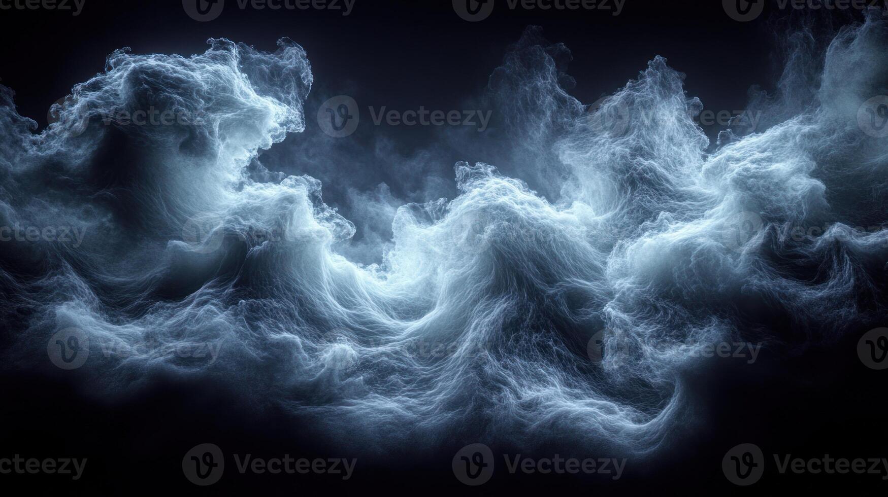 Swirling waves of mist rise and fall in a dark space, creating an enchanting and ethereal atmosphere photo
