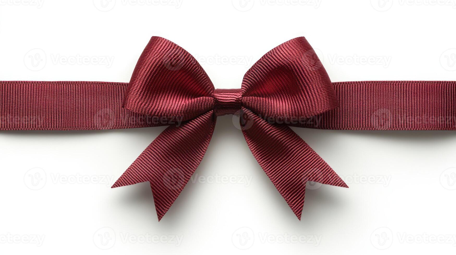 A stylish burgundy ribbon bow is positioned neatly on a white background, ideal for decoration photo